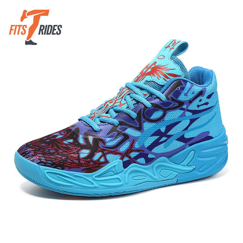 Tênis de Basquete e Vôlei Masculino Feminino Antiderrapante Confortável Respirável Branco Azul Claro | FitStrides