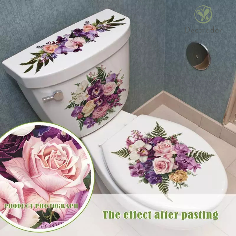 Decorador Toalete Stier Flor Borboleta Banheiro Auto-Adesivo Pintura À Prova Dwaterproof Água Capa De Parede Do Novo
