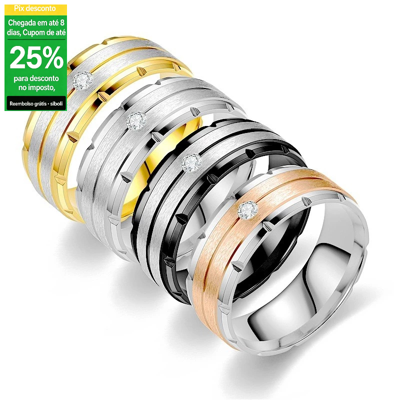 Anel de diamante elegante temperamento titânio aço anel masculino europeu americano Popular casal anel de diamante