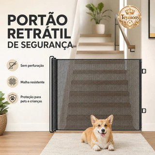 Tela de Proteção para Cães e Bebês Cerca de Segurança Retrátil Portátil para Porta Escada e Corredor Interior de Casa