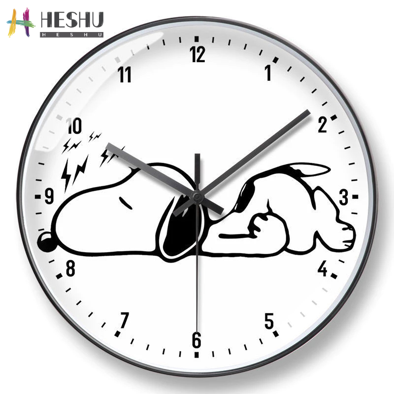 [Frete grátis] Relógio Relógio de parede Cartoon Snoopy Relógio Cartoon Snoopy Relógio de parede Relógio silencioso Reló