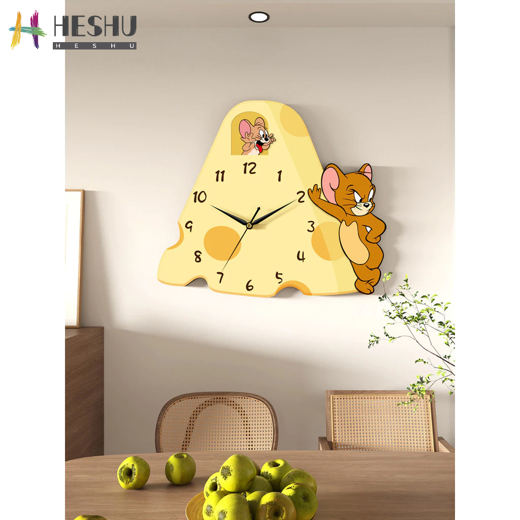 [Frete grátis] Relógio Relógio de parede Relógio de desenho animado Relógio de gato e rato Relógio de parede de desenho 