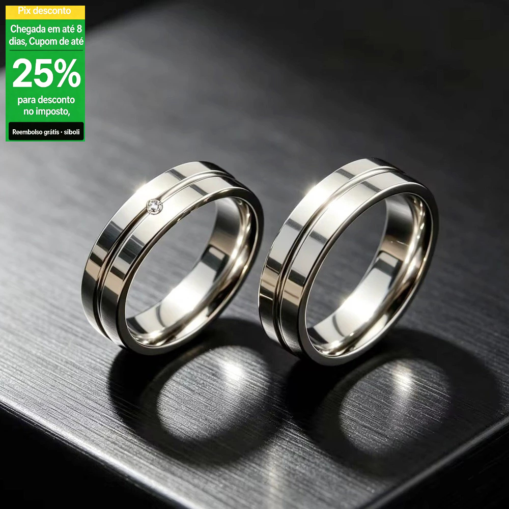 Anel japonês coreano simples anel liso titânio aço diamante casal anel temperamento estilo legal High-End sentimento mas