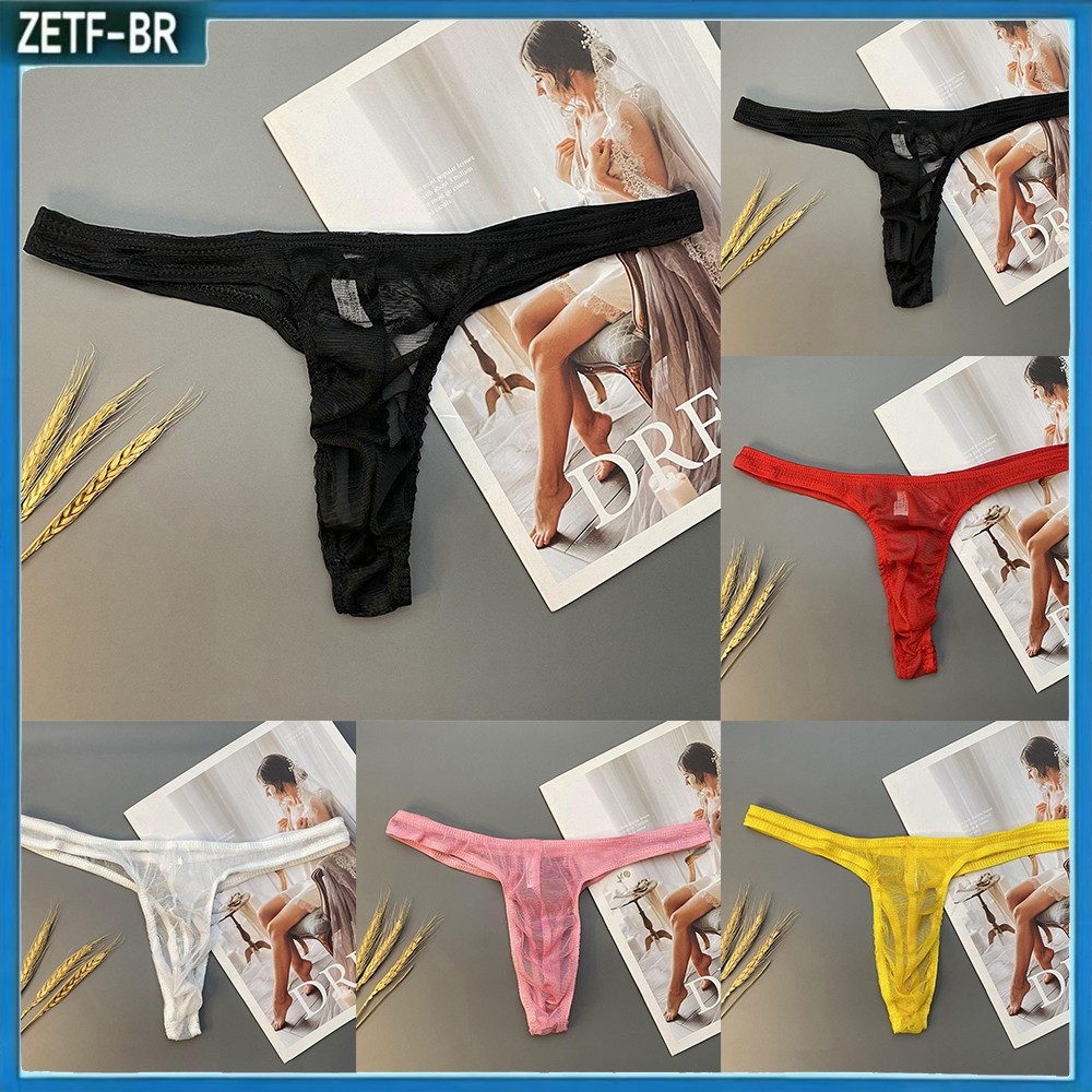 ZETF Mulheres Sexy Para Lingerie T-back Tanga G-String Cuecas Biquíni Malha Perspectiva