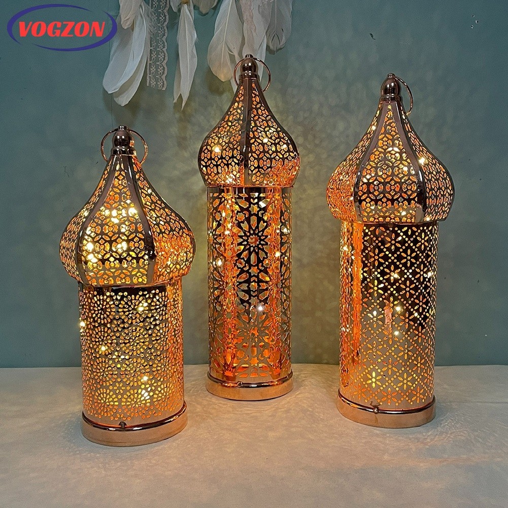 Lanterna De Ferro Oco Dourado Marroquino Ramadan Enfeites De Luz Para Decoração De Casa em Oferta na Shopee
