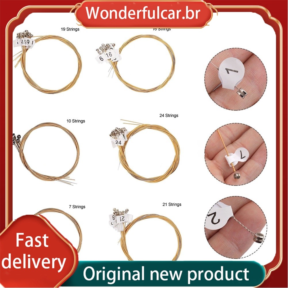 [WDFU] 7 10 1619 21 Conjunto De Cordas De Latão De Lira De 24 Harpa Nylon Substituição