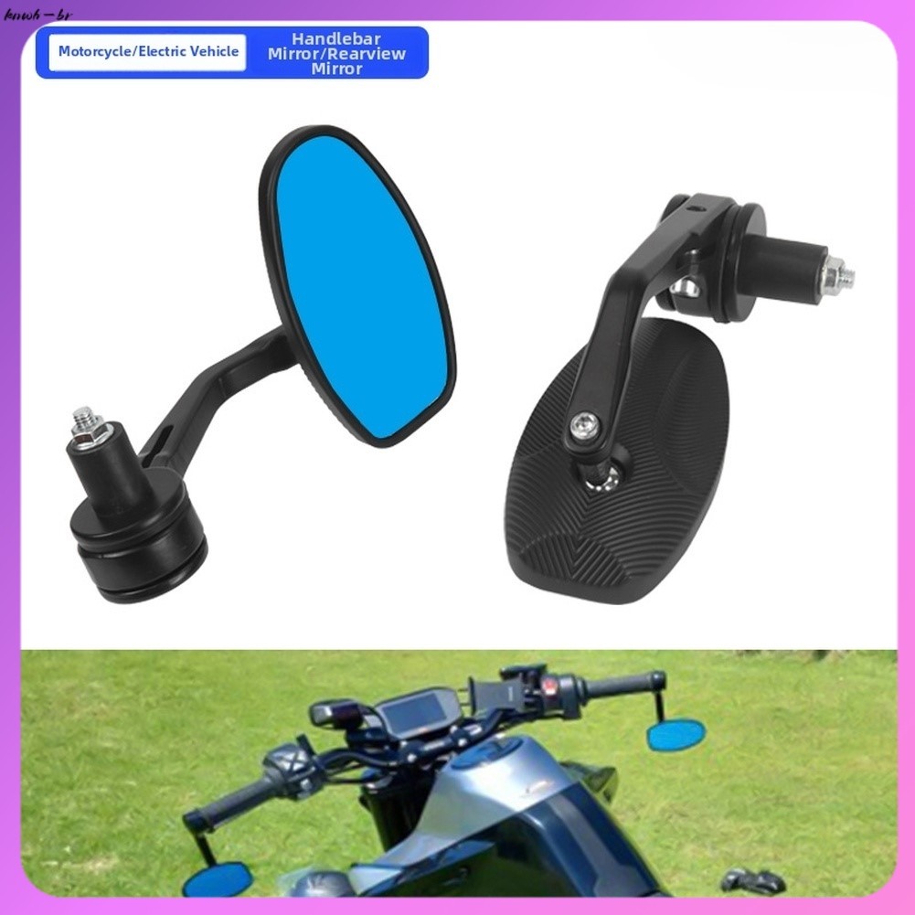 ❤️ Espelhos Para Guidão De Motocicleta Em Liga De Alumínio CNC De 22 Mm Elipse Anti-Reflexo Azul [Novo]