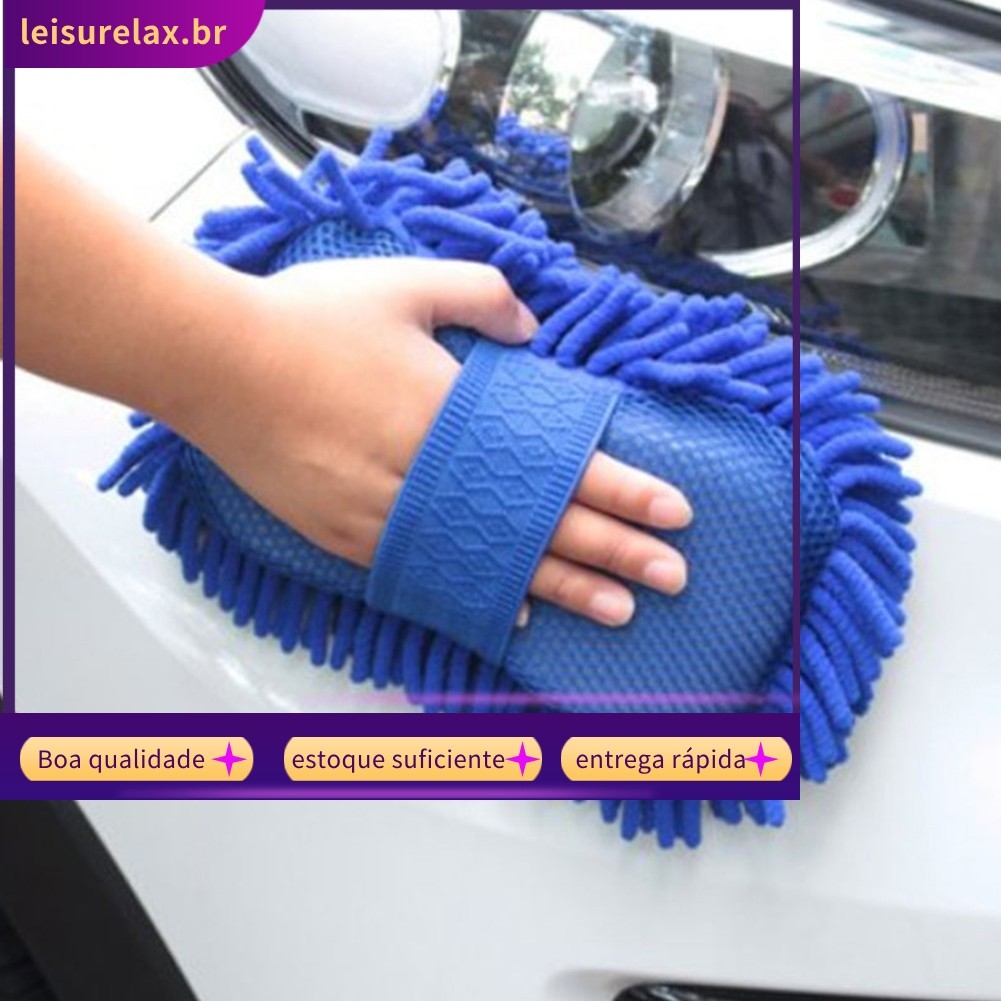 Esponja De Lavagem De Carro De Microfibra Azul Chenille Ferramenta De Limpeza De Almofada De Escova