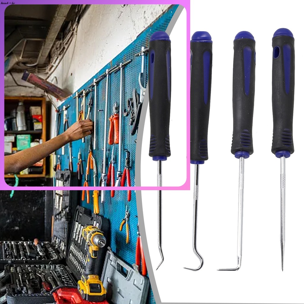 ⭐ oww-br 4 Pçs Conjunto De Picareta E Gancho Carro Auto Vedação De Óleo O-Ring Junta Extrator Removedor