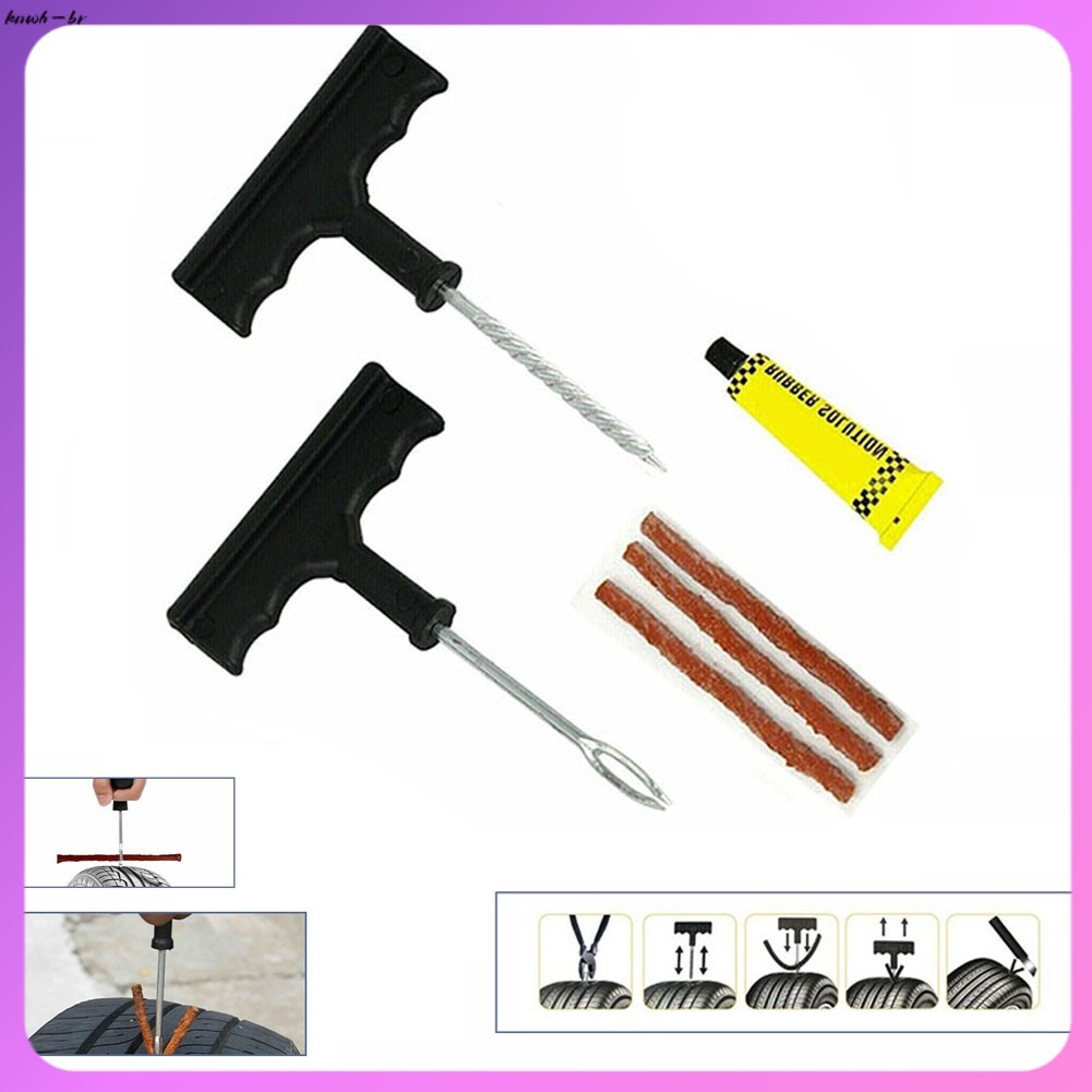 ⭐ oww-br Kit De Reparo De Punção Carro Van Motocicleta Pneu Sem Câmara Ferramenta Plano