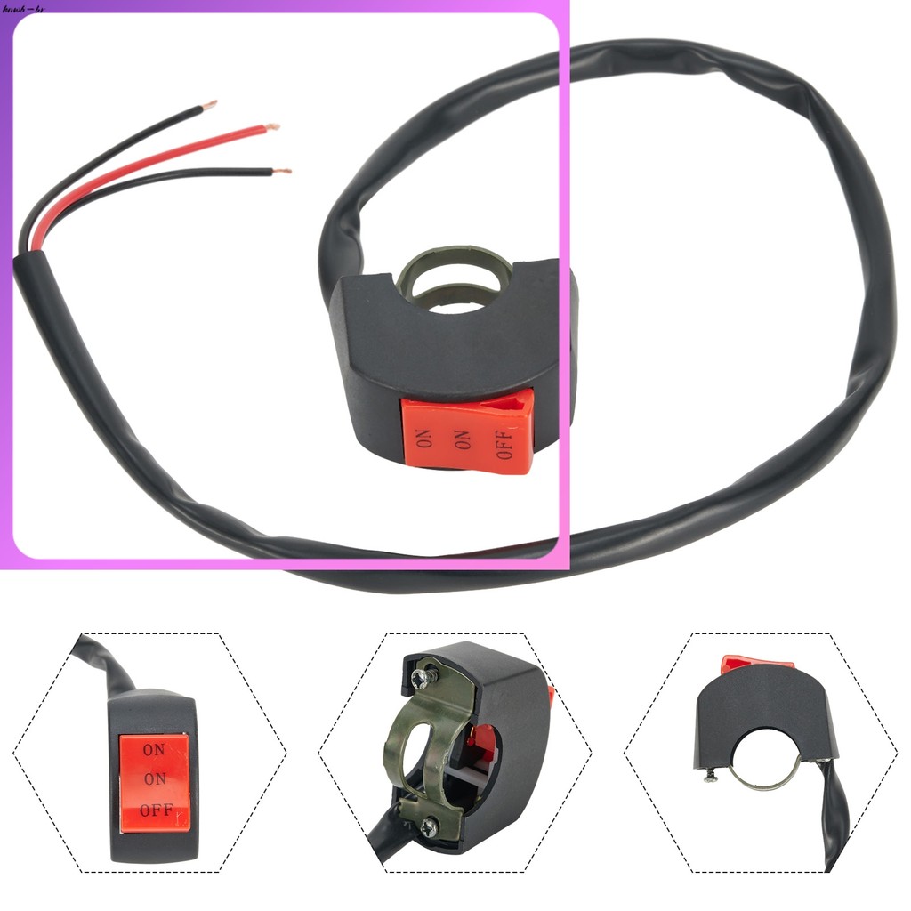 ⭐ oww-br Interruptor Do Farol LED De 22 Mm Muito Perto Botão Guiador Da Motocicleta De Três Linhas