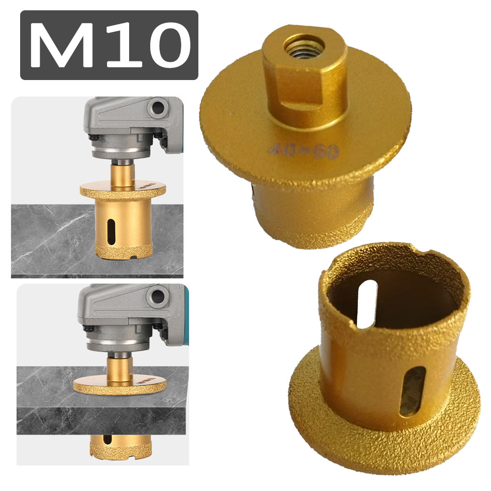 2 pçs soldagem diamante buraco viu M10 ângulo moedor Φ40-60 telha granito mármore bancada pia esgoto buraco viu