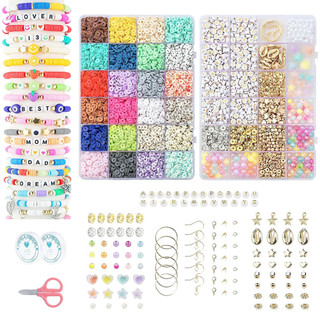Kit de pulseira DIY para iniciantes 5900 + peças, pingentes de acessórios de contas de argila de 24 cores, fazendo pulse
