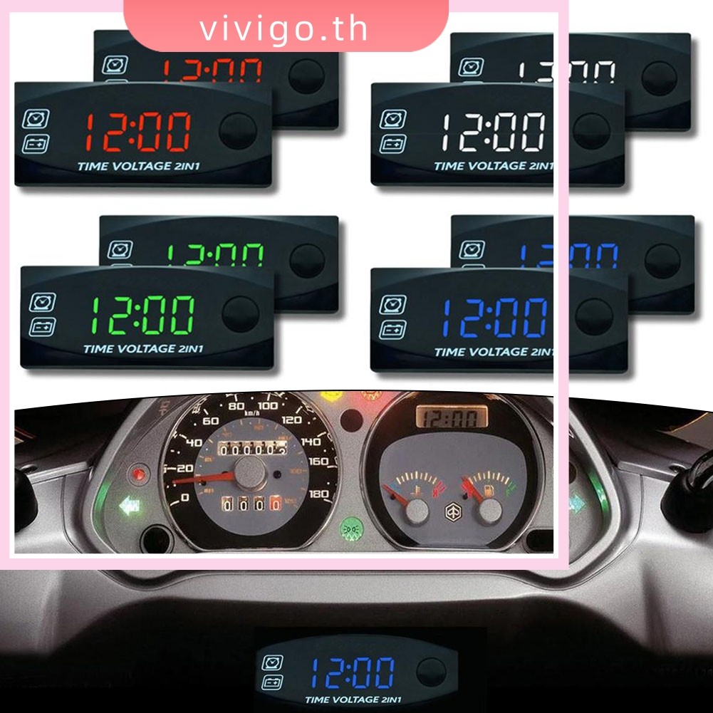 Voltímetro De Motocicleta 2 Em 1 Com display digital Multifuncional Relógio Para
