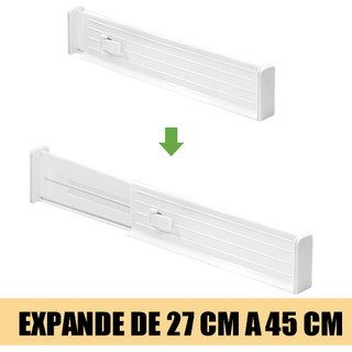 Divisor de gaveta branco pacote de 2 peças, ajustável 27-45 cm, travamento estável, adequado para utensílios de mesa, ar