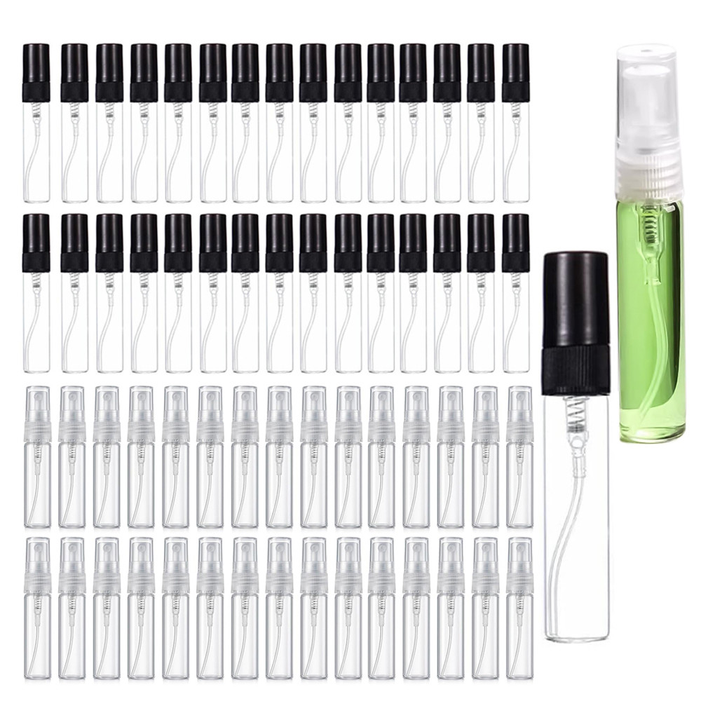 30/60 pces 5ml Mini garrafa de pulverizador de vidro, névoa fina à prova de vazamento reutilizável, recipiente de Sub-em
