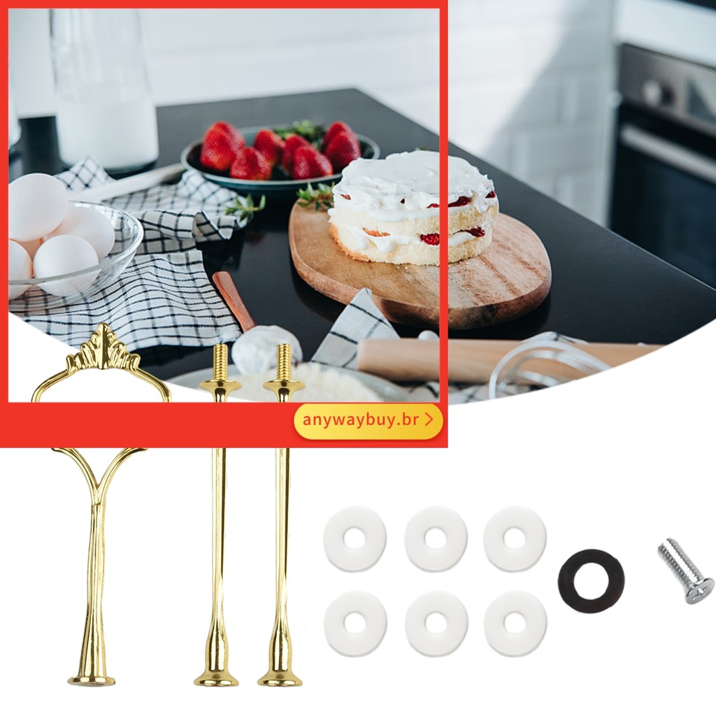[AYAY] Suporte Para Prato De Bolo De 2/3 Camadas Acessórios Cupcake Festa De Casamento Dourada Prateada Sem