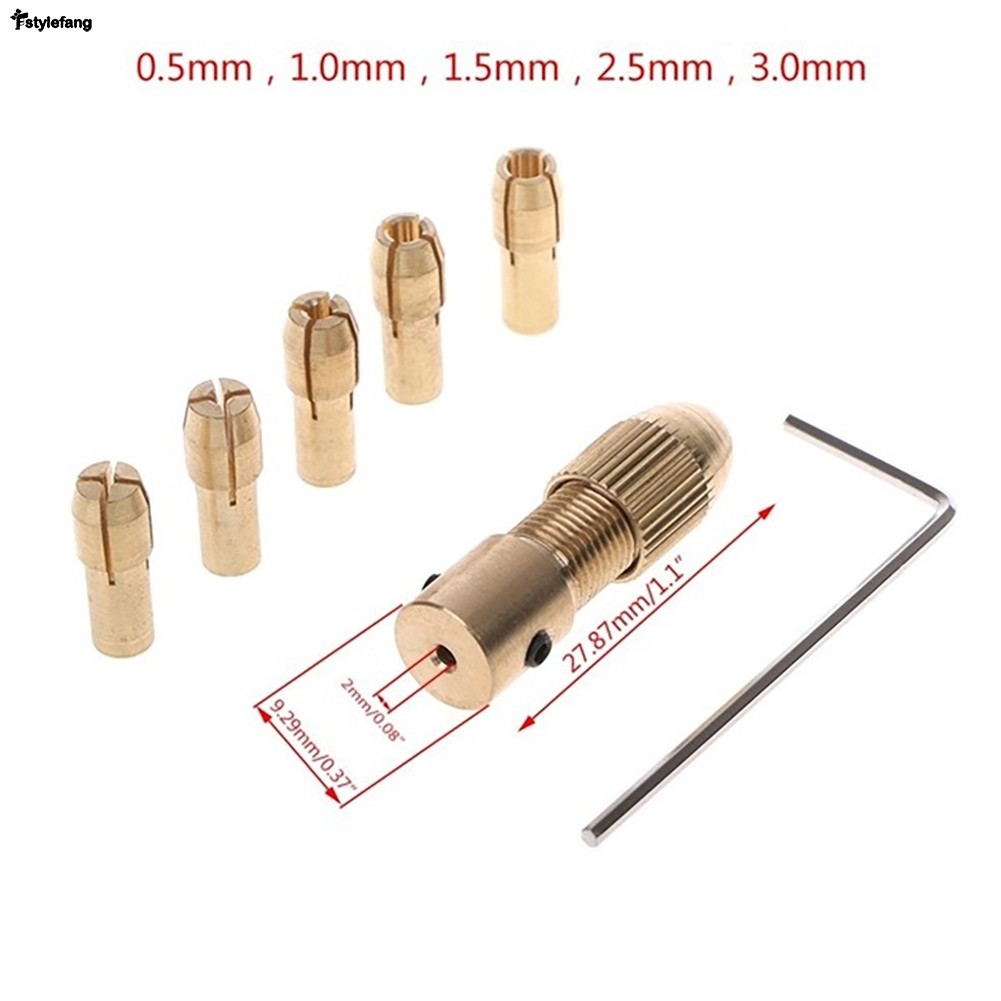5.28 7Pcs 2mm Eixo Do Motor Elétrico Para Mini Mandril Braçadeira 0.5-3.0mm Broca