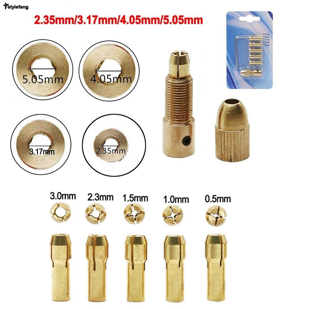 5.28 7 Peças 2.35/3.17/4.05/5.05mm Pinça De Latão Para Mini Adaptador De Mandris De Broca Eixo Do Motor