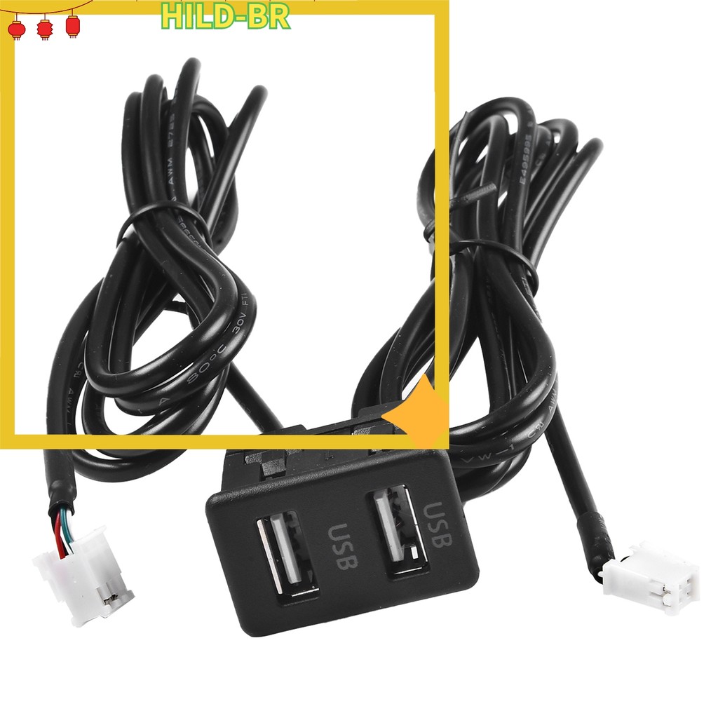 HILD Bem-Chefe Carro Para Montagem Em Painel De Porta USB Dupla Extensão De Interface De Adaptador De Cabo De 145 Cm