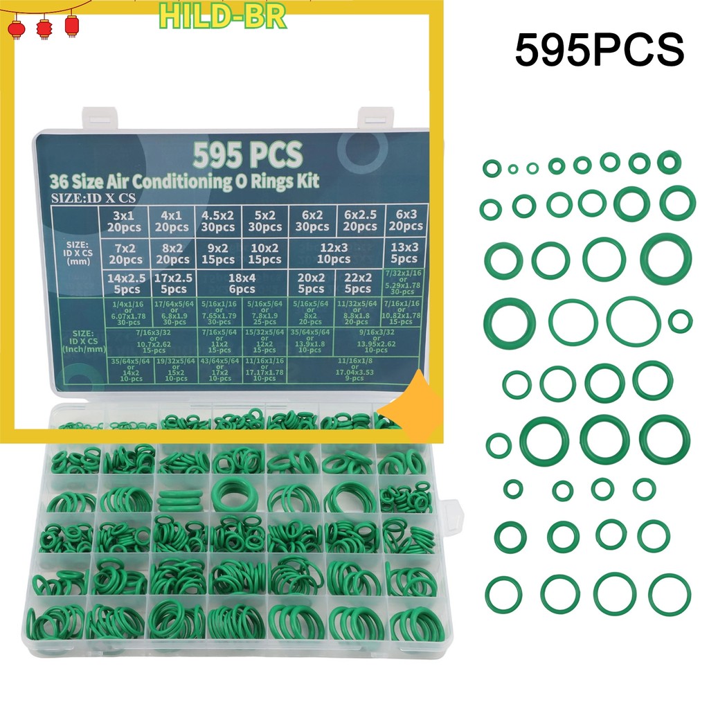 Kit De Anel De Vedação Para Ar Condicionado , Bem , 595 Peças , 36 Tamanhos , De Borracha , Conjunto De Combinação