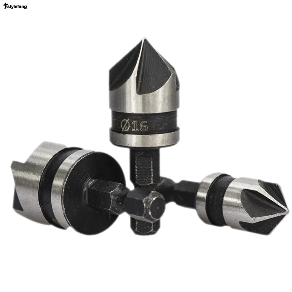 Broca Escareadora De 5 Flautas , Chanfro 12 16 19mm , Perfuração Para Carpintaria