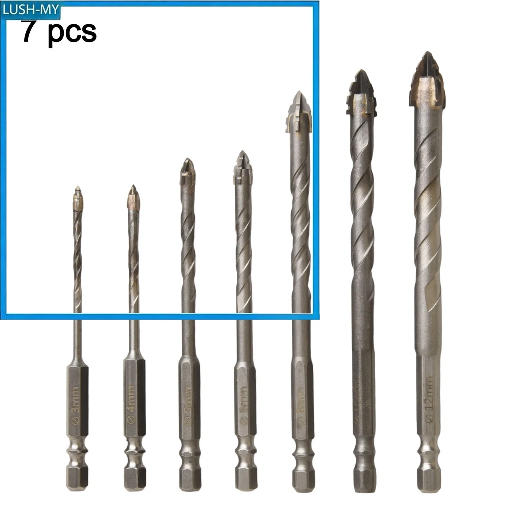 Broca Excêntrica De Quatro Flautas , 7 Peças , Vidro Para Perfuração De Azulejos , Laje De Rocha , Triangular