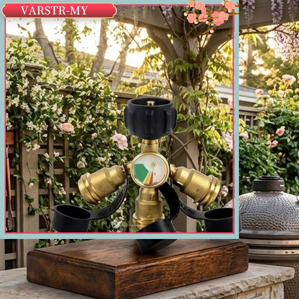 Divisor De Tanque De Propano De 3 Vias VARSTR Com Manômetro E Válvulas De Segurança Para Churrasco RV