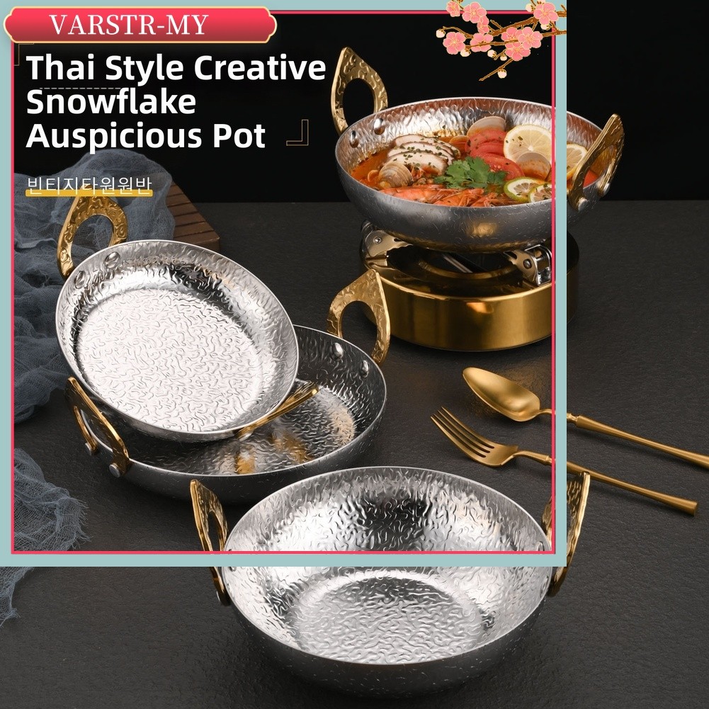 VARSTR 304 Aço Inoxidável Estilo Tailandês Tom Soup Panela Quente Alça Dupla Fogão