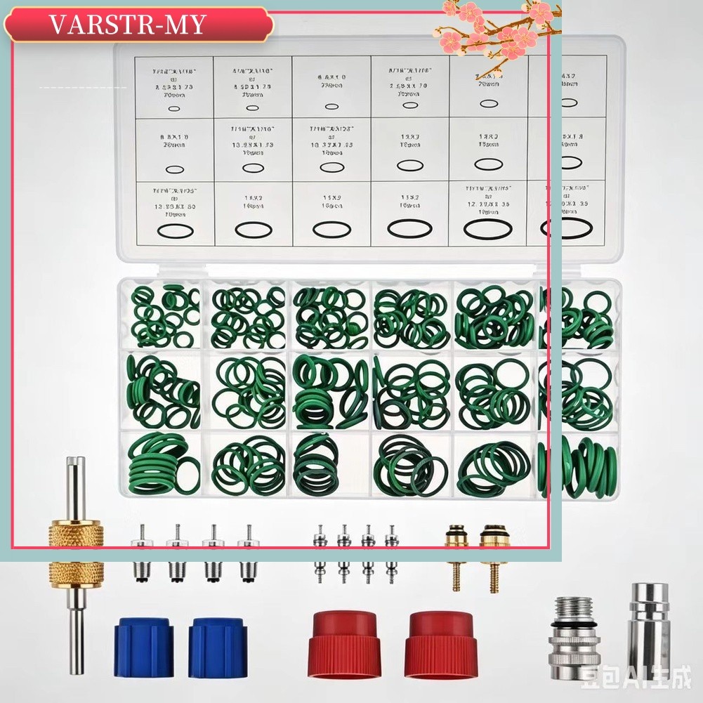 VARSTR 17 Pcs Kit De Núcleo De Válvula AC Para Carro + 270 Rubbber O-Ring Seal Junta Arruela Conjunto