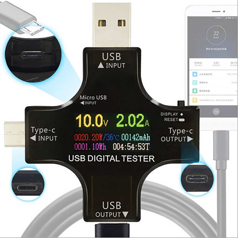 Multímetro Testador De Medidor Digital USB Tipo C 80 ~ 106kPa