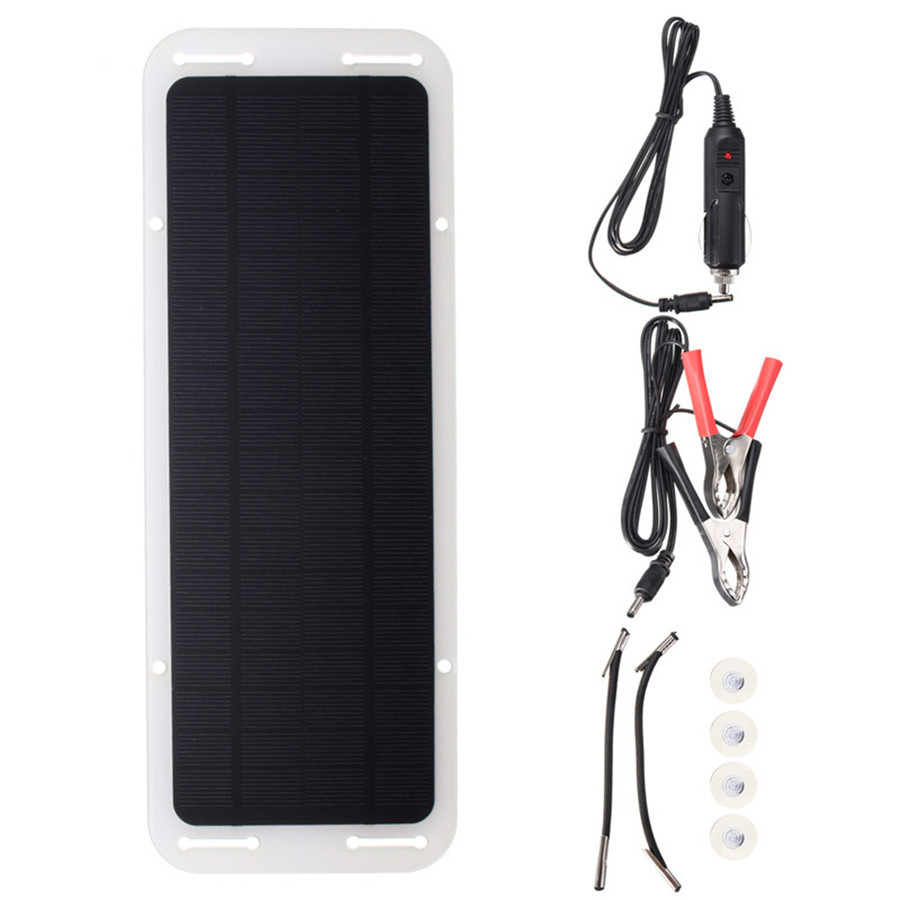 Carregador De Painel Solar Monocristal Portátil 12V 5W Para Bateria De Carro