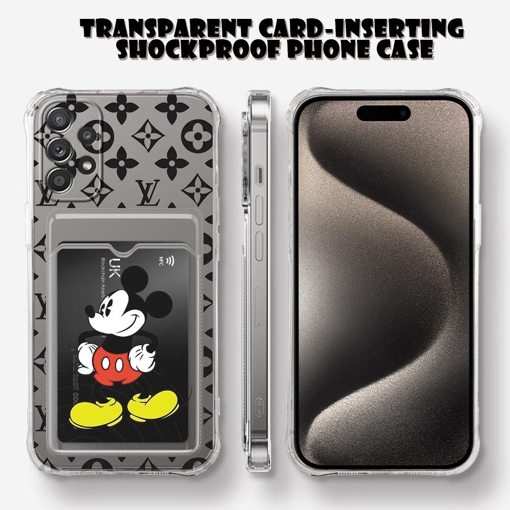 Para Samsung Galaxy A52 A52S A72 A42 A32 A22 4G A12 5G Dos Desenhos Animados Mickey Transparente Slot Cartão Titular Cas