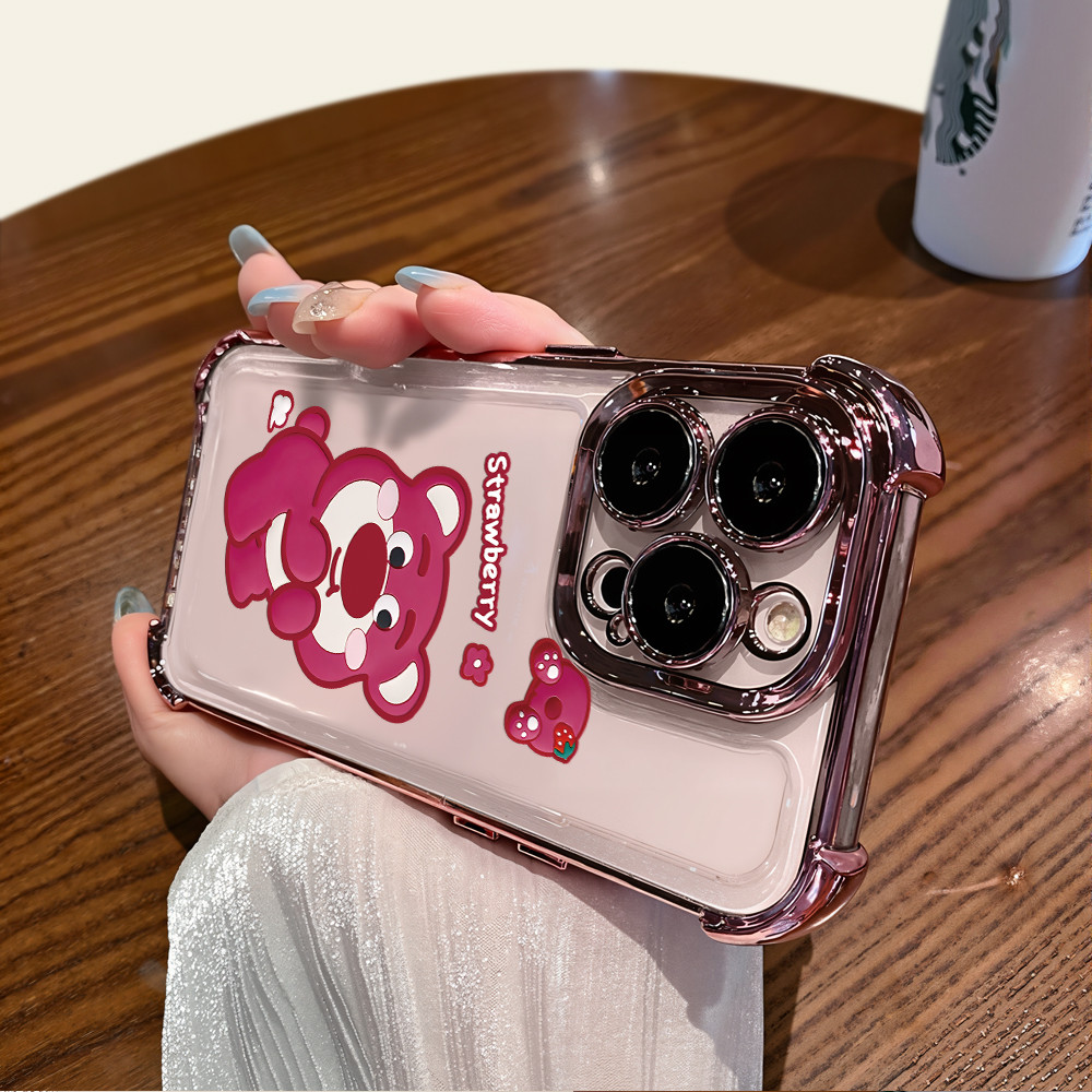 Para Samsung A32 A33 A34 A35 A37 A52 A52s A53 A54 A55 A73 Bonito Lotso Urso Design Macio Banhado Borda Caso De Telefone