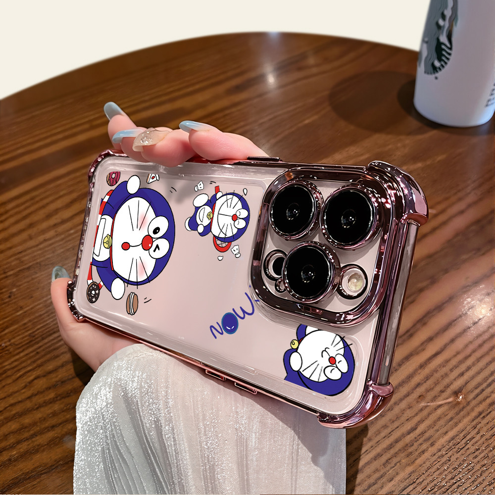 Para Samsung A32 A33 A34 A35 A37 A52 A52s A53 A54 A55 A73 Banhado A Macio Bonito Dos Desenhos Animados Doraemon Caso De 
