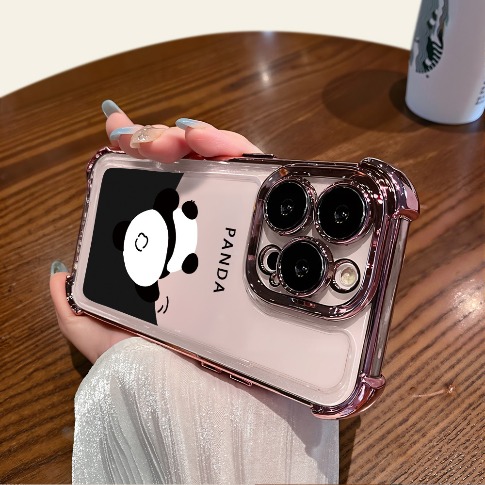 Para Samsung A32 A33 A34 A35 A37 A52 A52s A53 A54 A55 A73 Macio Banhado Bonito Panda Design Caso De Telefone