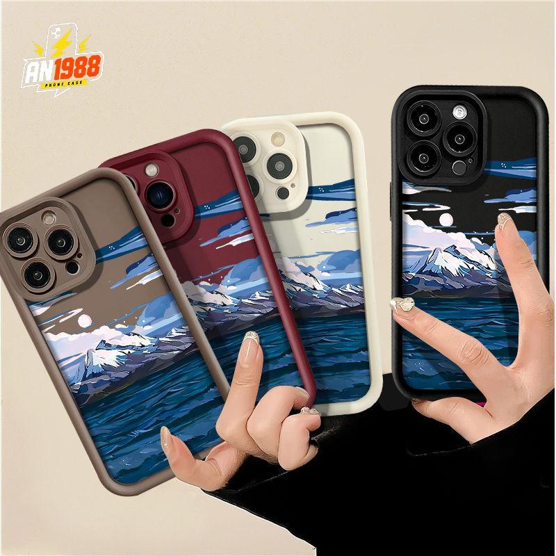 Simples Neve Montanha Reflexão Lago Escuro Cenário Capa Para Samsung Galaxy A21S M11 A13 A20 A12 A22S A22 A15 M12 A14 A3