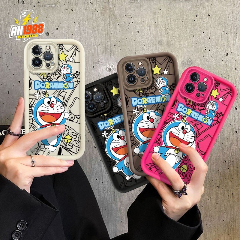 DORAEMON Icons Collage Caixa De Personagem Divertido Para Samsung Galaxy A21S A22S A12 A30 A15 M12 A22 A20 A14 A13 A11 M