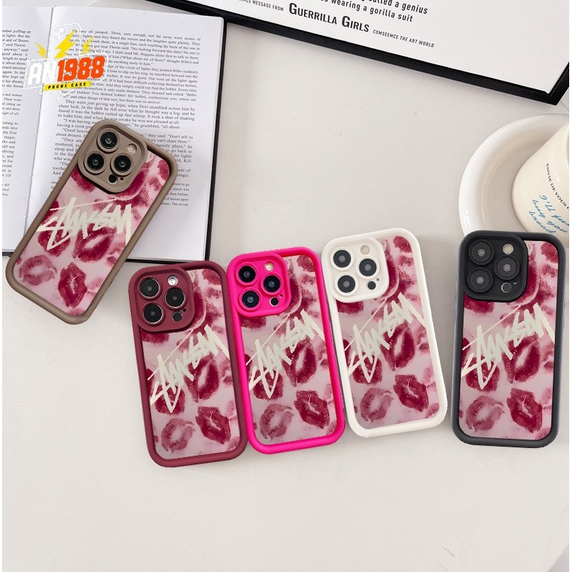 Stussy Lip Kiss Print Marca Street phone Case Para Samsung Galaxy A20 A22 A11 A12 A15 A21S A30 M12 A22S M11 A14 A13 Capa