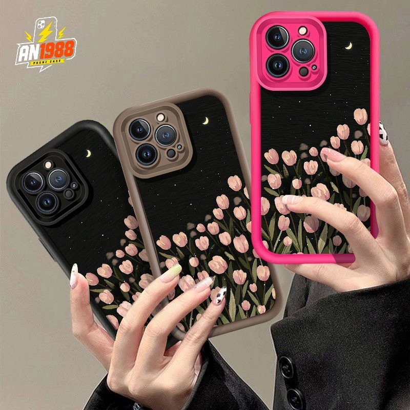 Campo Noturno Lua Estrela Rosa Caixa De Telefone Para Samsung Galaxy M12 A22S A12 A30 A15 A14 A20 A13 A21S M11 A22 A11 S