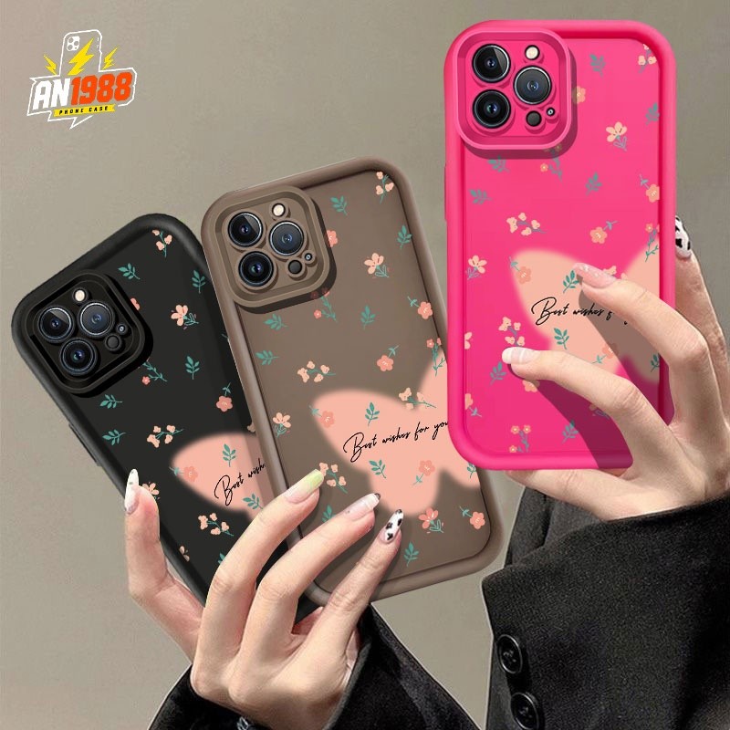 Borboleta Rosa Flor Transparente Mocha Caixa De Telefone Para Samsung Galaxy A20 A15 A12 A30 A14 A22 A22S A13 M11 A11 M1