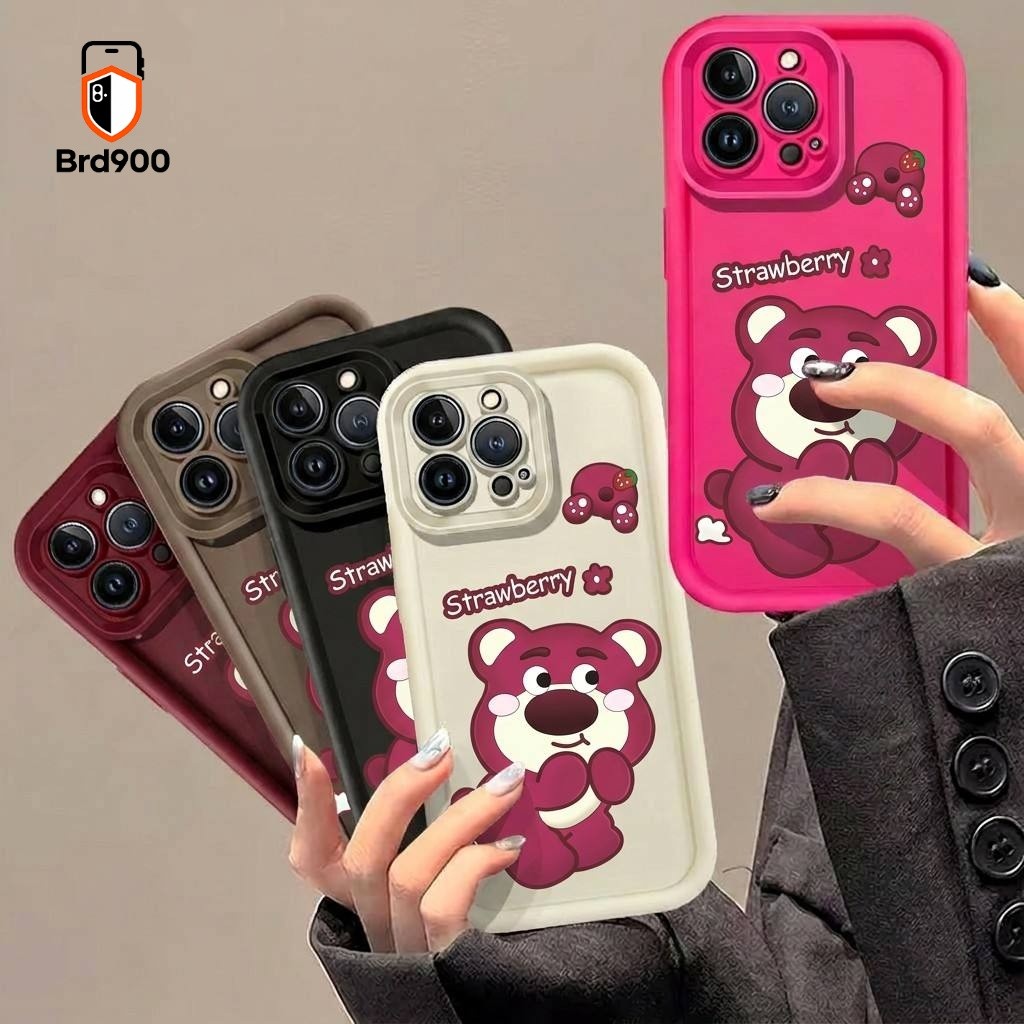 Bonito Morango Urso Pelúcia Cartoonphone Caso Para Samsung Galaxy A22S A30 A12 A21S A22 A14 A11 A13 A15 A20 M12 M11 Sili