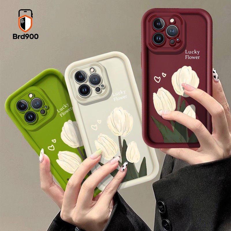 Tulipa Branca Flor Da Sorte Coração Floral Capa De Telefone Para Samsung Galaxy A22 A21S A30 M12 A13 M11 A20 A14 A12 A22