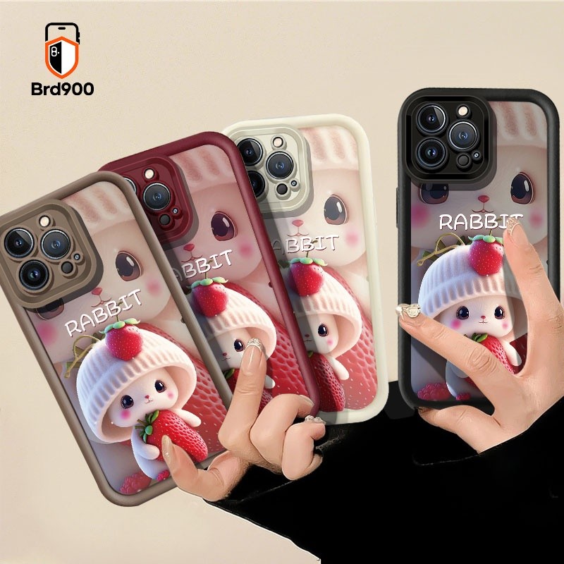 Coelho Morango 3D Animal Capa De Telefone Para Samsung Galaxy A24 A23 A52 A04S A13 A52S A73 A32 A31 A50 A33 A70 J4 J6 J7