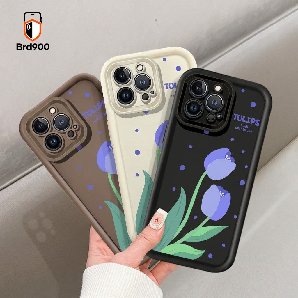 Capa De Telefone Simples Tulipa Roxa Floral Bolinhas Flor Para Samsung Galaxy A12 A30 A22S A15 A11 A22 A13 A20 A21S M12 