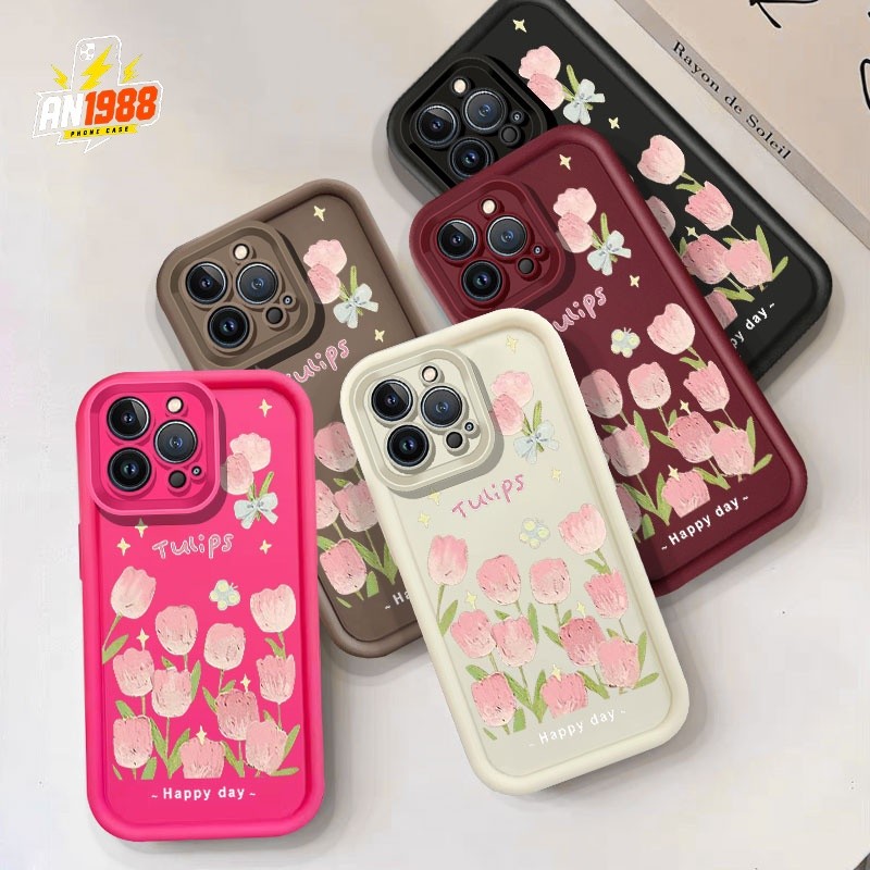 Rosa Tulipas Cluster Flor Tulipa Caso De Telefone Para Samsung Galaxy A22S A20 A14 A30 M12 A12 A15 A13 A11 M11 A21S A22 