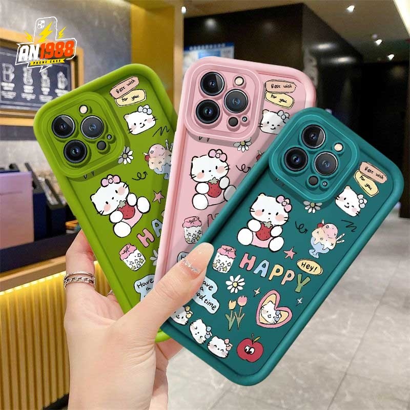 Gato Branco Estrelas Feliz Kitty Caso De Telefone Para Samsung Galaxy A14 M11 A12 A20 M12 A21S A22 A13 A15 A22S A11 A30 