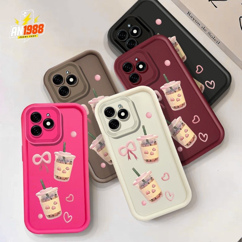Rosa Boba Bolha Chá Bebida Copo Telefone Capa Traseira Para Samsung Galaxy A20 A11 A22S A12 A21S A14 A22 A30 M11 A13 M12