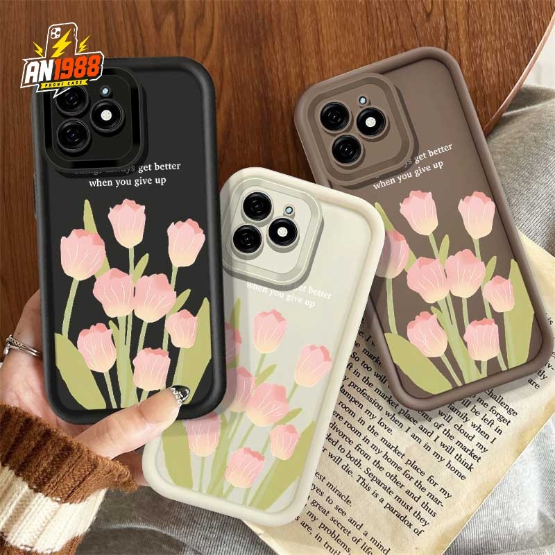 Tulipas Rosa Texto Inspirador Tulipa Flor Caso De Telefone Para Samsung Galaxy A11 M11 A22S A13 M12 A12 A15 A30 A20 A14 