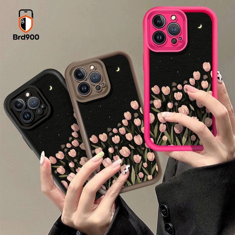 Doce Noite Tulipa Flor Lua Estrela Rosa Caso De Telefone Para Samsung Galaxy A21S M12 M11 A22S A30 A11 A20 A15 A22 A13 A
